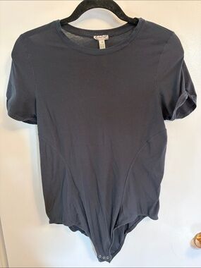 Free People Weekend Friend Shirt Bodysuit in a washed black size medium
